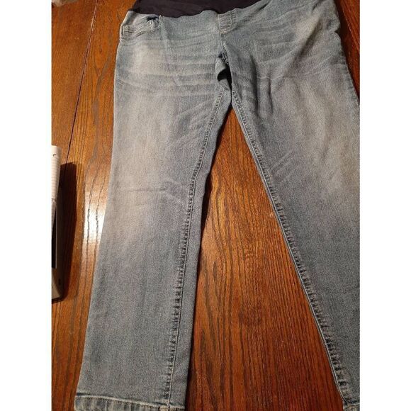 XXL Maternity Great Expectations Blue Denim Blue Jeans Over Bump with Pockets - Picture 3 of 8